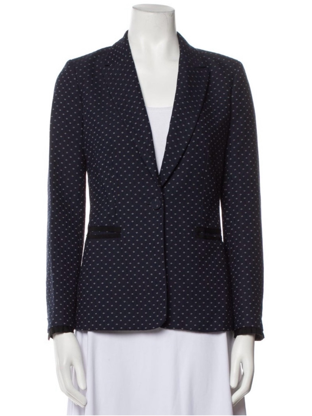Claudie Pierlot Tailored Navy Dot Single-Button Blazer sz 36